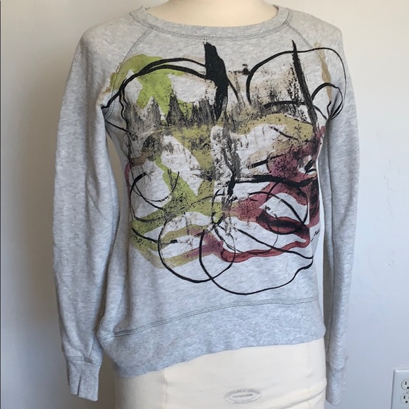 Neiman Marcus Gray Abstract Print Sweatshirt - Picture 1 of 5